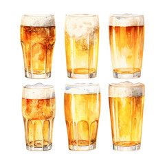 watercolor painting of glass of beer