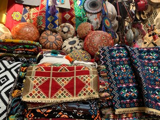 Local people visit the Khan al-Khalili bazaar. Famous for its lamps. The Khan is one of the largest...