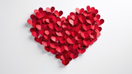 red heart made of paper on white background