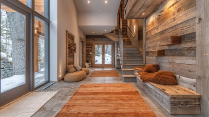 Rustic Refinement Hallway Design