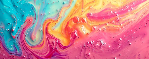 a colorful liquid painting with drops of water