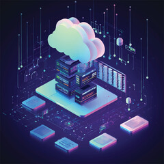 Isometric cloud computing concept represented
