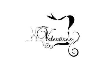 Happy Valentine’s day Lettering Text Design Banner. Typography With Vector Illustration. Greeting Gift Poster and Card ,EPS Vector Template.