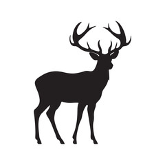 A black silhouette Deer set, Clipart on a white Background, Simple and Clean design, simplistic