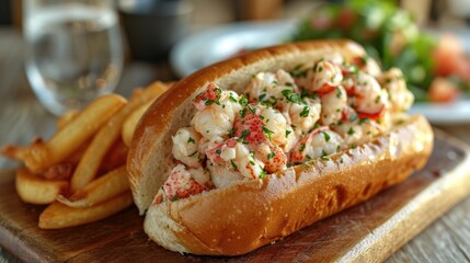 Gourmet Lobster Roll Unwind: Fresh Lobster Roll, Light Mayo, Seaside Eatery, Ocean View, Relaxed Summery Atmosphere