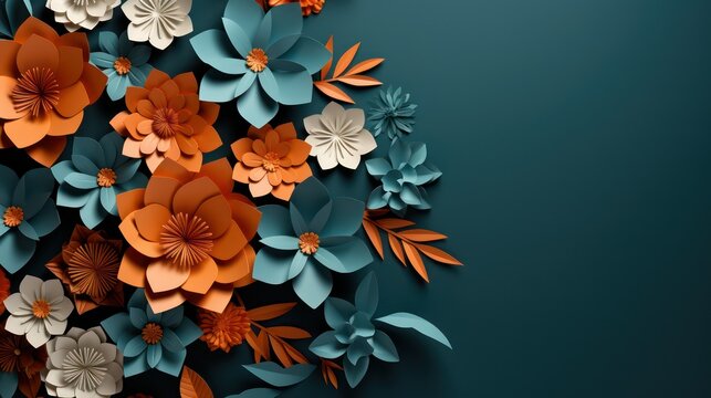 Abstract floral background, paper art style