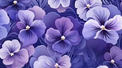 Foto op Canvas Seamless pattern with pansy flowers. Floral background © Bilal