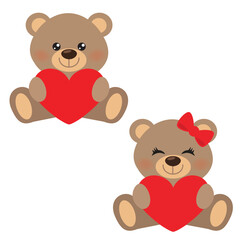 Valentine teddy bear vector cartoon illustration
