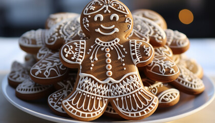 Homemade gingerbread men bring winter cheer and joy generated by AI
