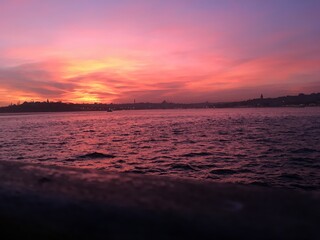 sunset over the sea in istanbul
