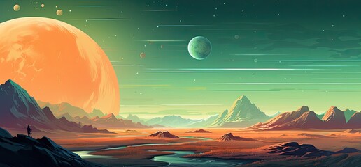 Fantasy landscape illustration background