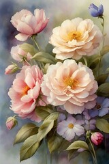 bouquet of pink roses ai generated image
