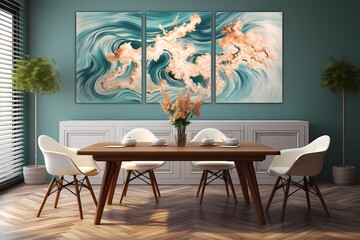 Abstract waves of teal liquid in a dance of vibrancy and elegance