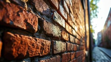 Brick wall. Angle view. Brick wall background