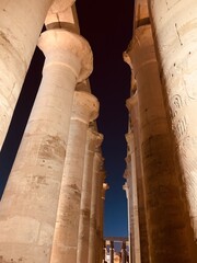 Luxor Temple at night in the city of Luxor (Thebes), Egypt