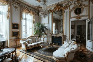 Elegant style Parisian interior, living room