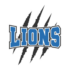 Lions sport mascot emblem animal scratch claw stripes spirit school team. © josepperianes