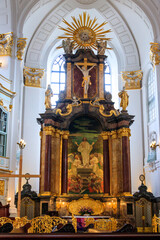 Fototapeta na wymiar Interior of Saint Michael's Church in Hamburg, Germany