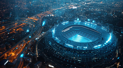 Futuristic stadium in a big city