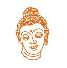The lord buddha face illustration with line work