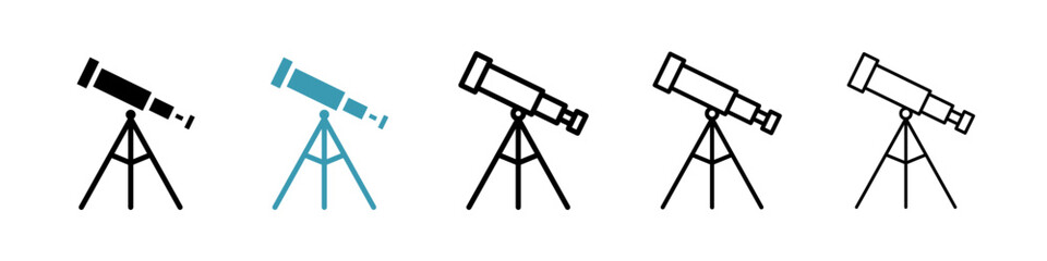 Stargazing Scope vector icon set. Observatory planetarium and telescope vector symbol for UI design.