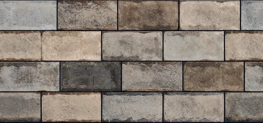 Deurstickers natural bricks wall cladding, seamless bricks pattern, compound and garden exterior wall, ceramic elevation tile design, stone blocks background texture © CREATIVE STUDIO ART
