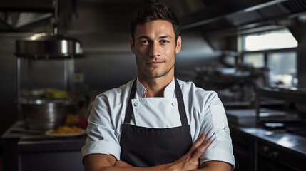 An image of a male chef cooking in the kitchen.