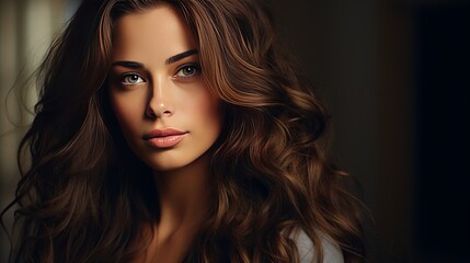 Naklejka premium An image of a stunning woman with lengthy hair.