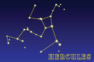 Constellation Hercules. Illustration of the constellation Hercules. Constellation of the northern hemisphere of the sky. Area of ​ ​ 1225.1 square degrees, 235 stars © Butterfly2023