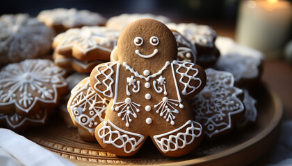 Homemade gingerbread cookies bring joy and celebration generated by AI