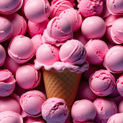 Fototapeta na wymiar Abstract background pink ice cream in waffle cone