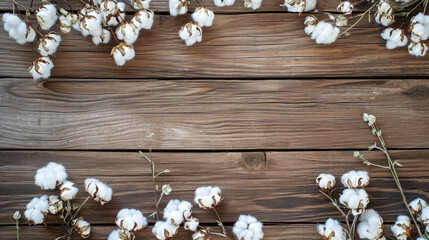 Cotton Bolls Arranged on Wooden Planks