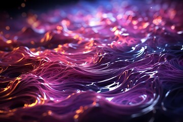 Obraz na płótnie Canvas A surreal HD close-up of liquid platinum and electric violet intertwining in a cosmic dance