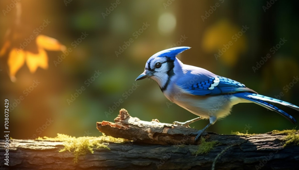 Poster a colorful nuthatch perching on a branch in the forest generated by ai