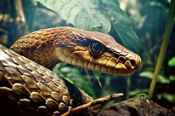 Obraz premium Portrait of king cobra in the jungle. Close up