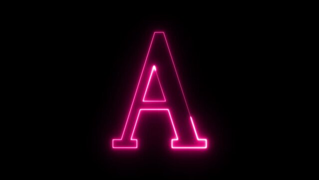 All capital alphabets neon animation, pink neon font letter animation on black background, Fire letter, Latter motion in black background, Animated neon alphabet, 4k video