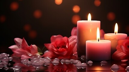 A realistic spa therapy background featuring candles