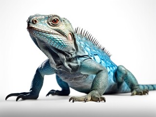 Grand Cayman Blue Iguana, an endangered species of lizard commonly found in the dry forests and shores of Grand Cayman Island. - obrazy, fototapety, plakaty