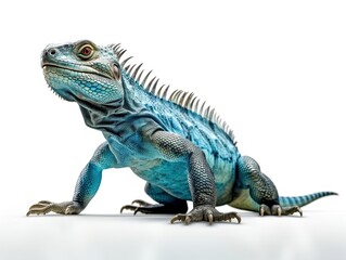 Obraz premium Grand Cayman Blue Iguana, an endangered species of lizard commonly found in the dry forests and shores of Grand Cayman Island.