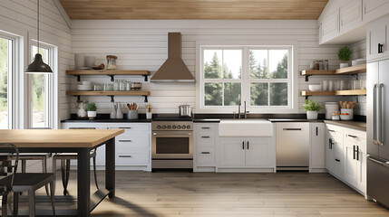 Fototapeta na wymiar modern interior with kitchen