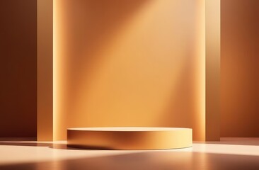 minimal product presentation podium. abstract background for cosmetic products in golden tones.