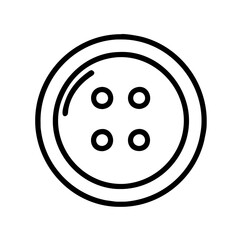 Black simple button icon with four thread holes