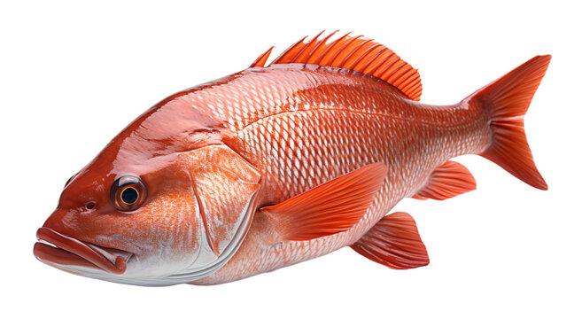 red snapper fish portrait isolated on transparent background, generative ai