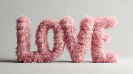 Poster The word love is made out of pink fur © Friedbert