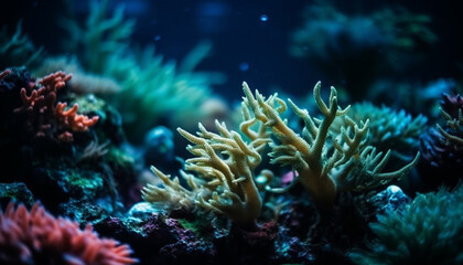 Underwater reef showcases nature beauty in multi colored aquatic life generated by AI