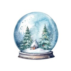 Snow globe watercolor illustration clipart