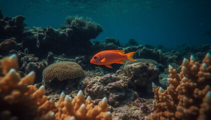Fototapeta na wymiar Underwater fish reef, nature water scuba diving coral tropical climate generated by AI