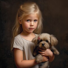 picture of a girl with a toy dog