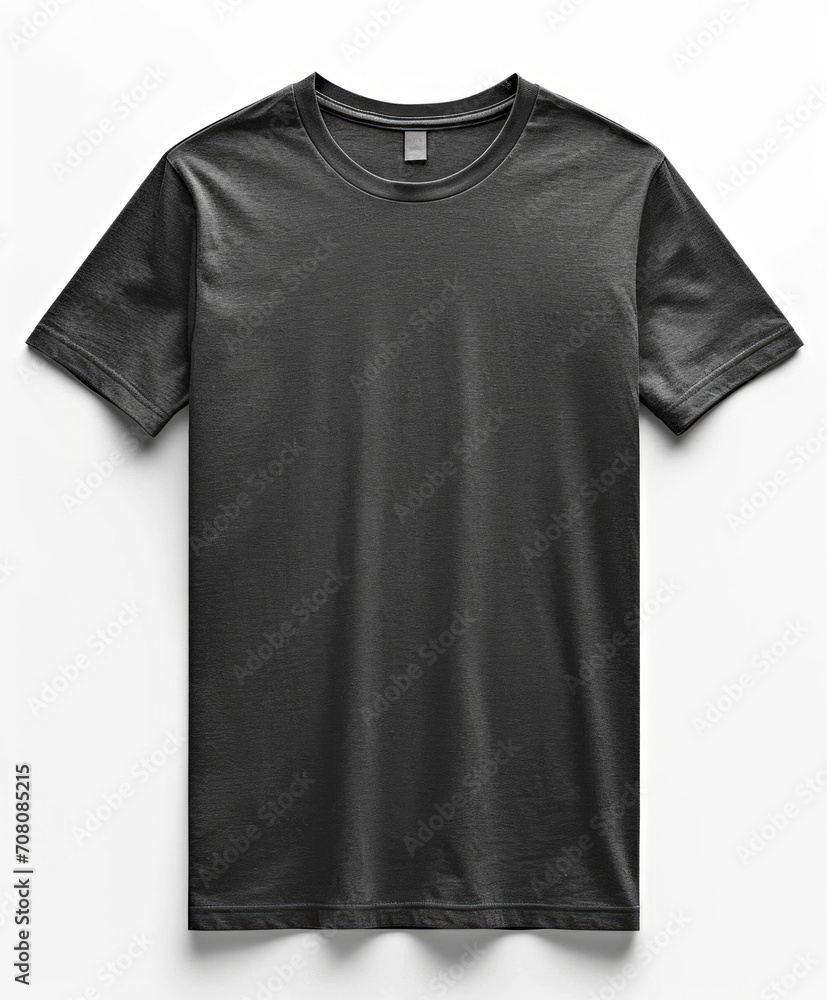 Wall mural A black t-shirt, tshirt on a white background, mockup on light background. - Wall murals