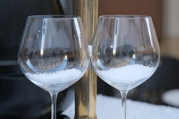 Snow in glasses of wine